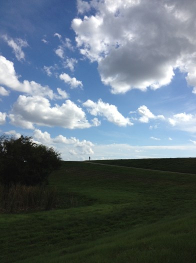 That human speck at the top of the levee is my son.